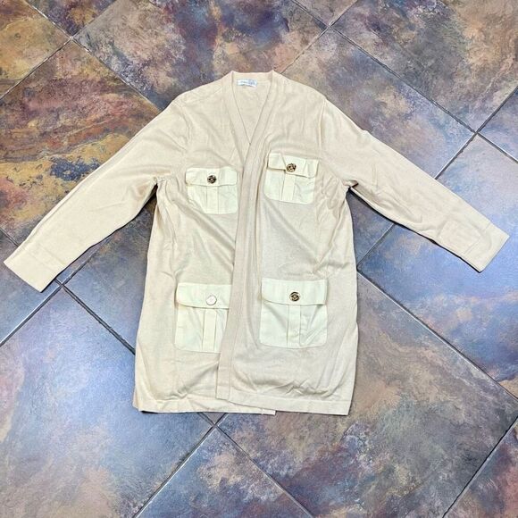 Calvin Klein Long Knit Open Front 4 Pocket Cardigan XL - Picture 4 of 10